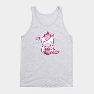 Cute Little Unicorn Loves Drinking Boba Tea Tank Top